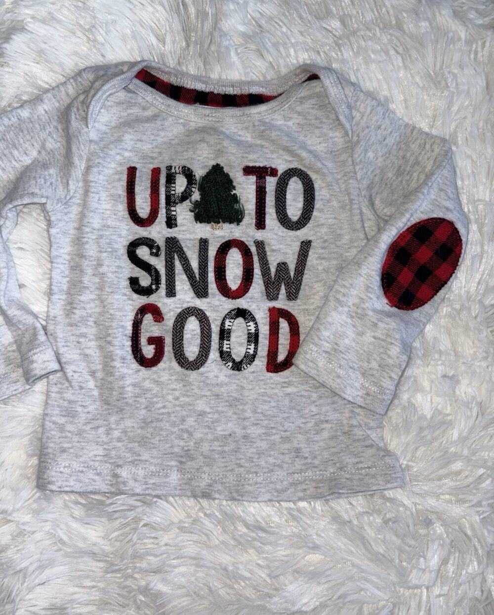 Mudpie Kids 6-9 Month “Up To Snow Good” Holiday Tee. Cute, Fun